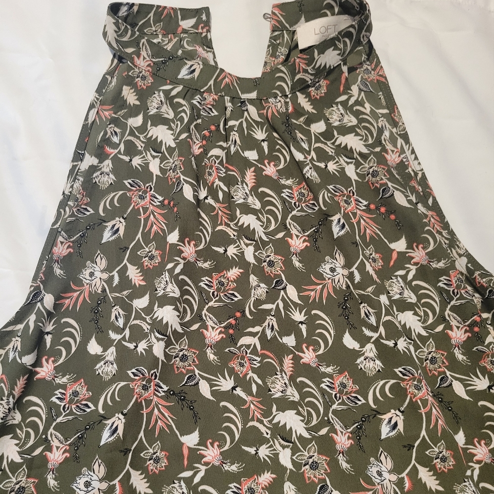 LOFT Olive Green Floral Halter Camisole